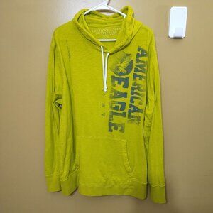 American Eagle Hooded Pullover Long Sleeve Cotton T Shirt XXL Athletic Fit Y2K